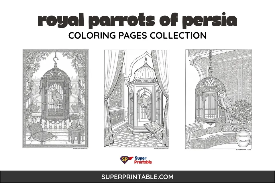 10+ Royal Parrots of Persia Coloring Pages
