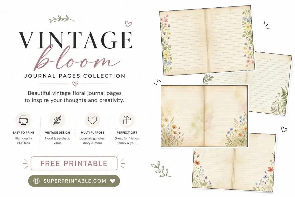 10+ Vintage Bloom Journal Pages Feature Image
