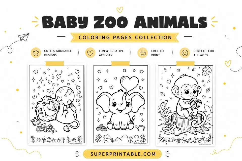 18+ Baby Zoo Animals Coloring Pages Feature Image