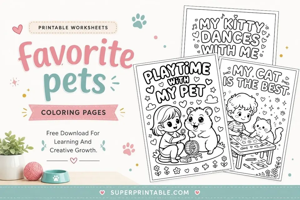 20+ Favorite Pets Coloring Pages Feature Image
