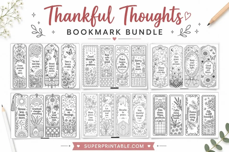 20+ Thankful Thoughts Bookmark Bundle 
