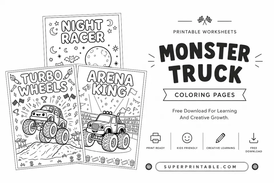25 Monster Truck Coloring Pages Feature Image