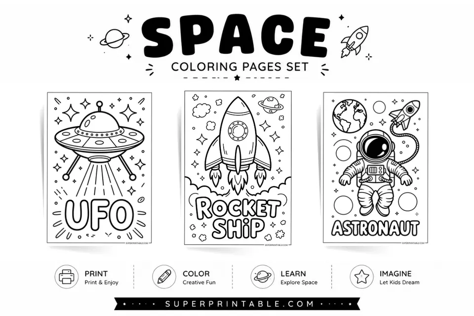 45+ Space Coloring Pages