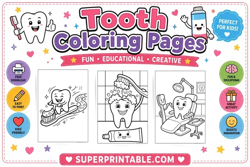 25 Tooth Coloring Pages Feature Image