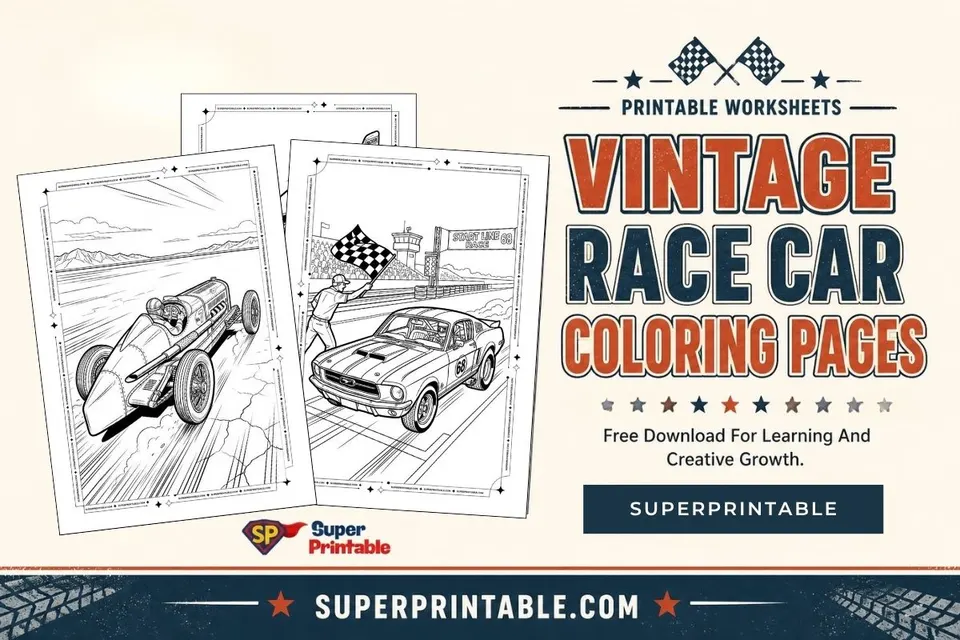 25+ Vintage Race Car Coloring Pages Feature Image