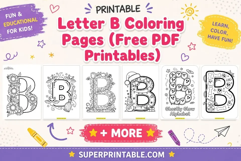 30 Letter B Coloring Pages Feature Image