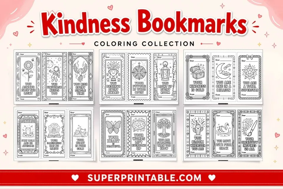 36 Kindness Bookmarks Coloring Pack Feature Image