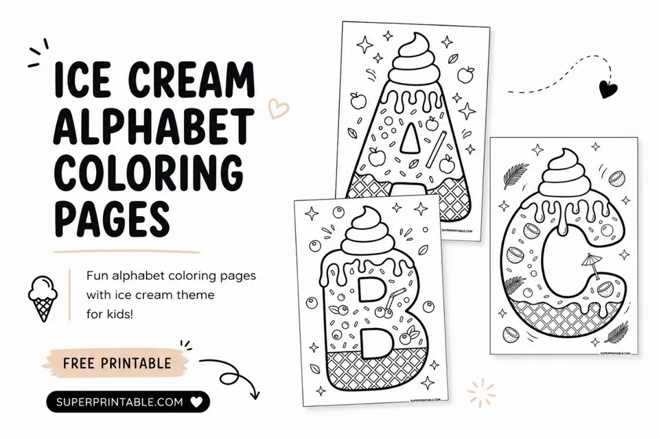 Ice Cream Alphabet Coloring Pages Feature Image