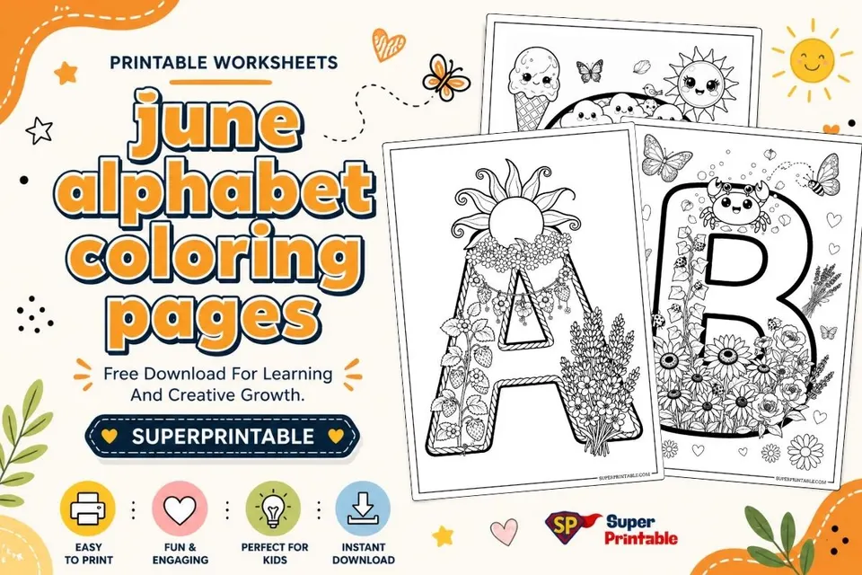June Alphabet Coloring Pages Feature Image