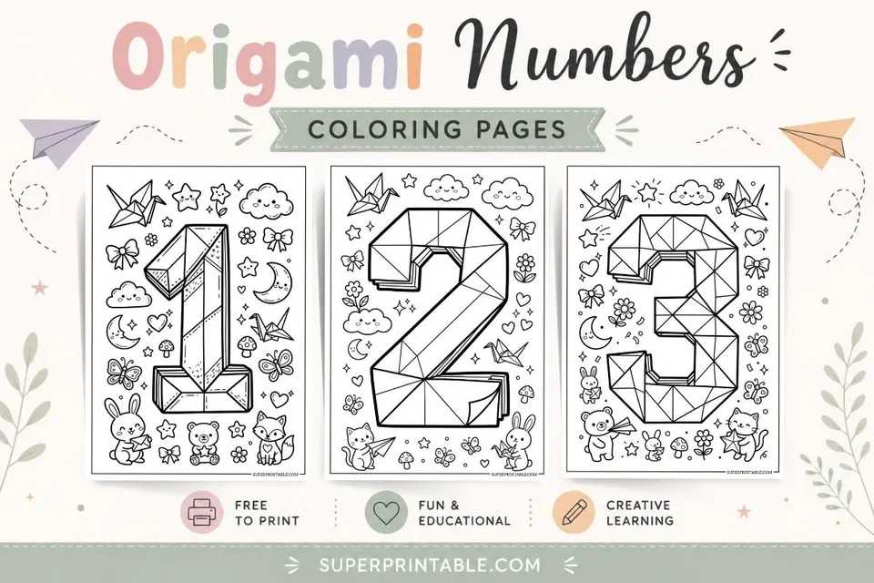 Origami Numbers Coloring Pages Feature Image