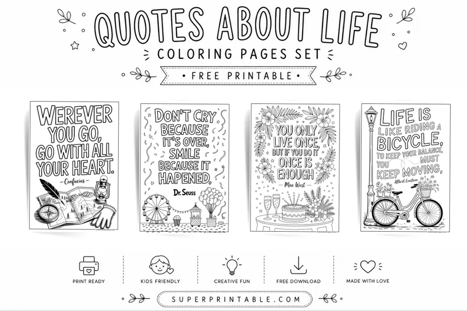 Quotes About Life Coloring Pages Feature Image