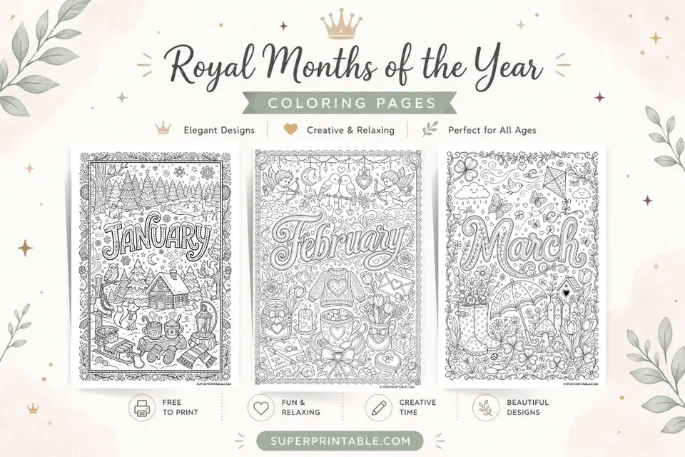 Royal Months Of The Year Coloring Pages Feature Image
