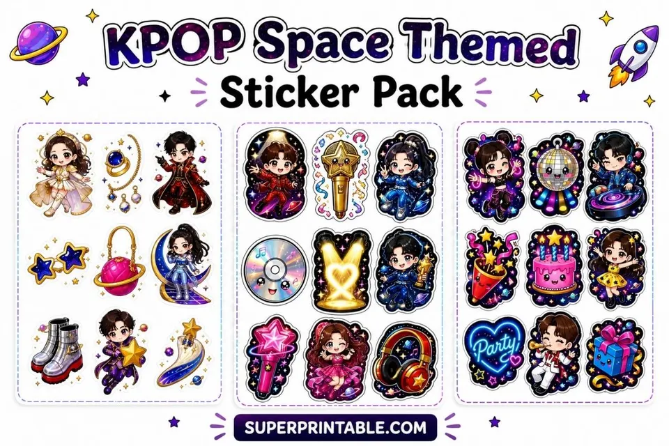 10+ KPOP Space Themed Sticker Pack Feature Image