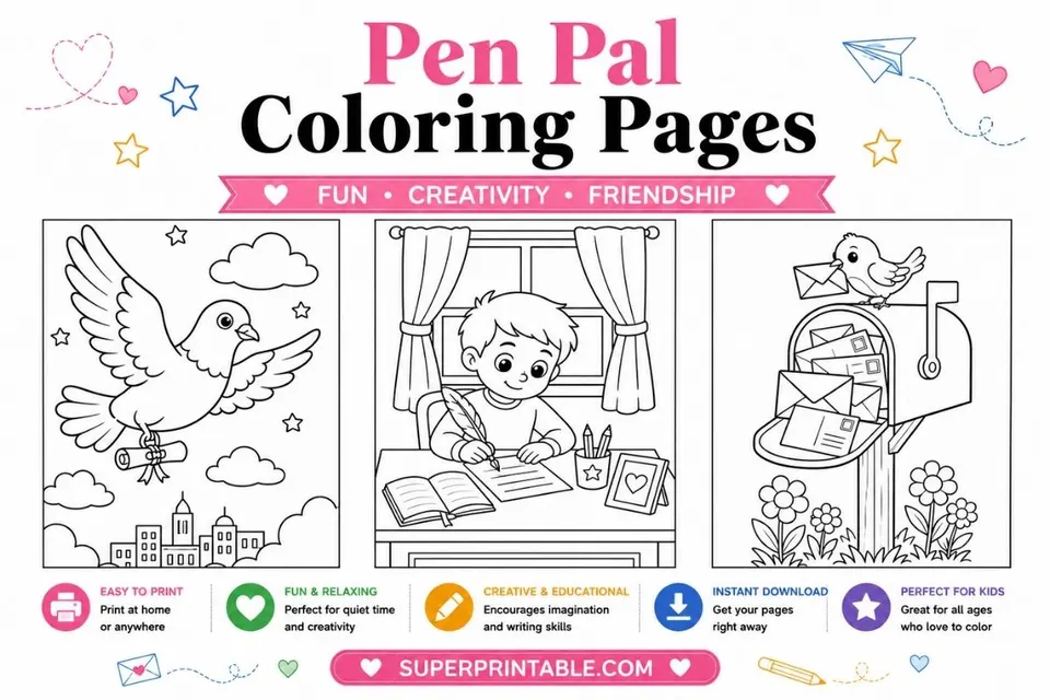 10 Pen Pal Coloring Pages Feature Image