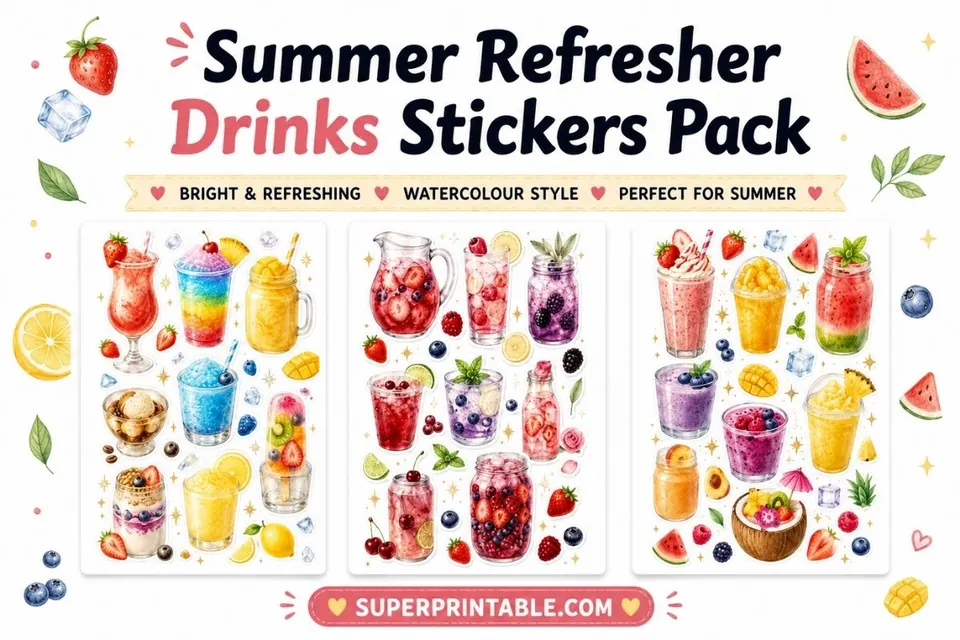 10+ Summer Refresher Drinks Stickers Pack Feature Image