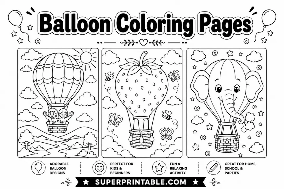 12+ Balloon Coloring Pages Feature Image