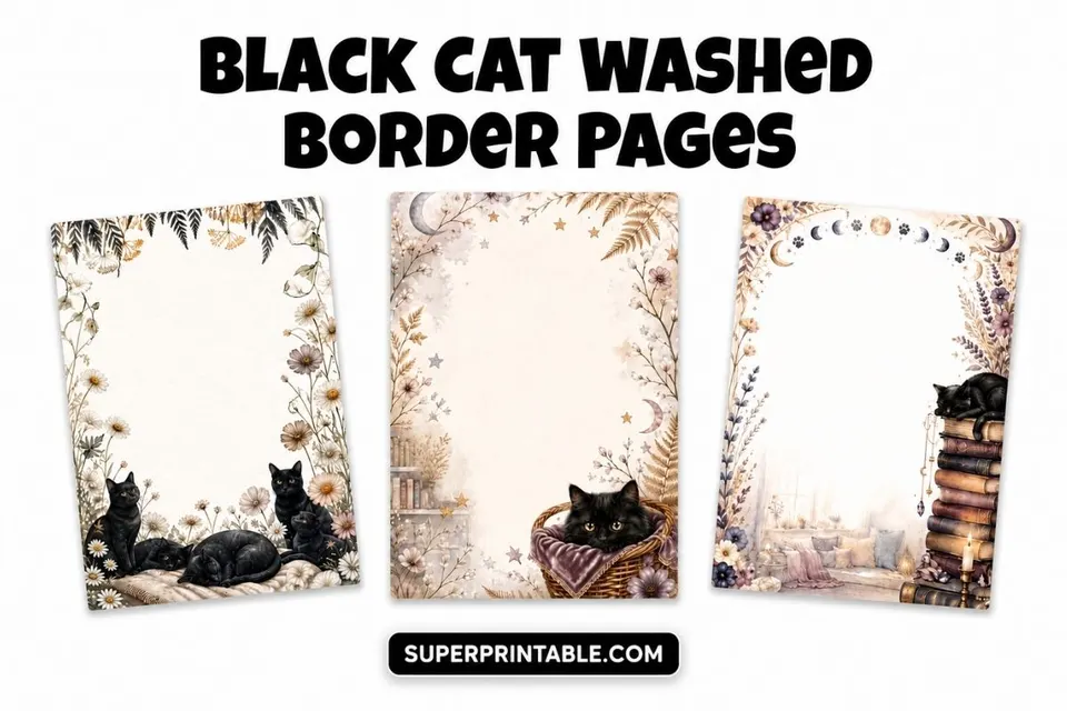 12+ Black Cat Washed Border Pages Feature Image