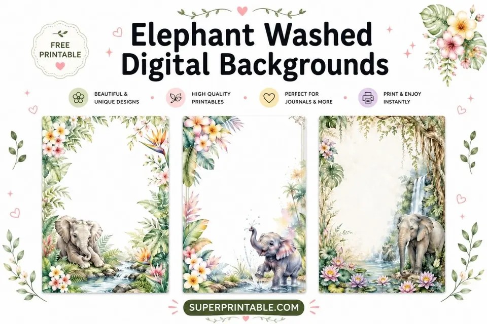 12+ Elephant Washed Digital Backgrounds Feature Image