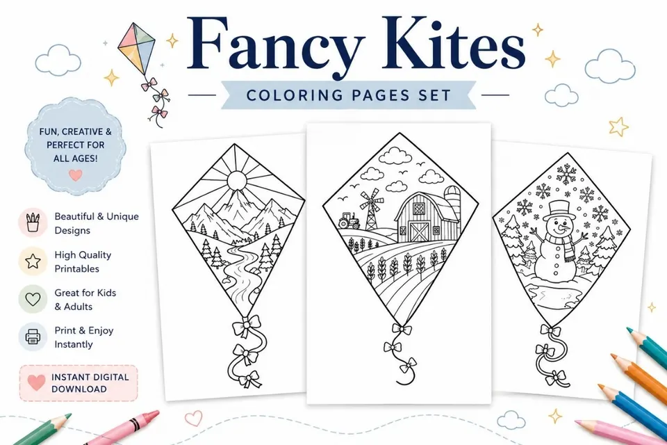 12+ Fancy Kites Coloring Pages Feature Image