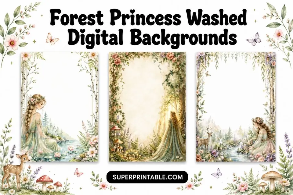12+ Forest Princess Washed Digital Backgrounds Feature Image
