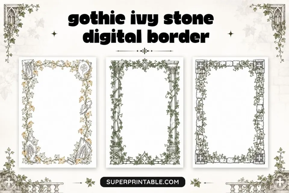 12+ Gothic Ivy Stone Digital Border Feature Image