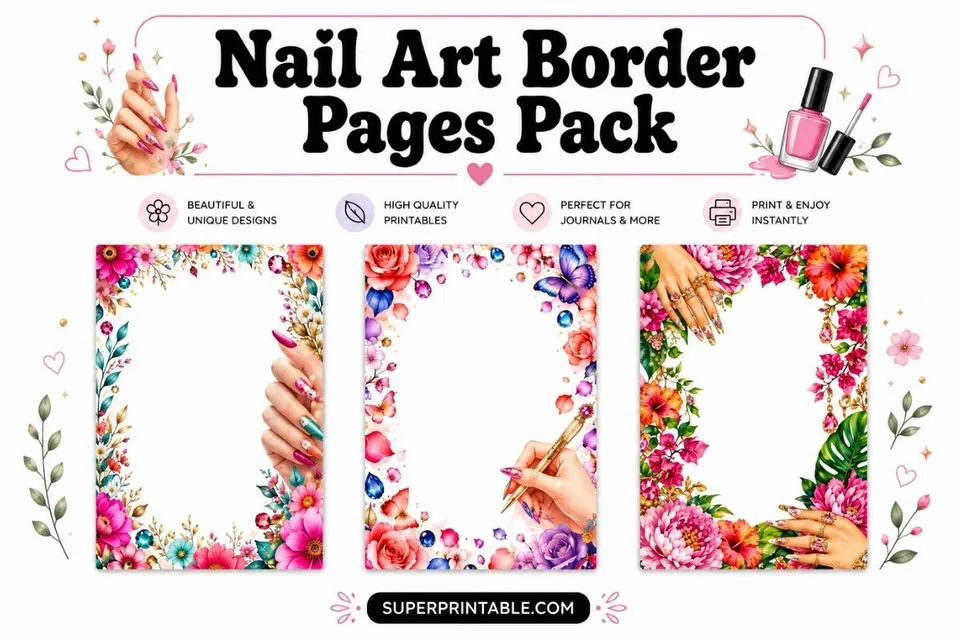 12+ Nail Art Border Pages Pack Feature Image