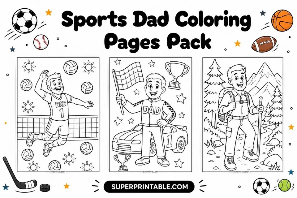 12+ Sports Dad Coloring Pages Feature Image