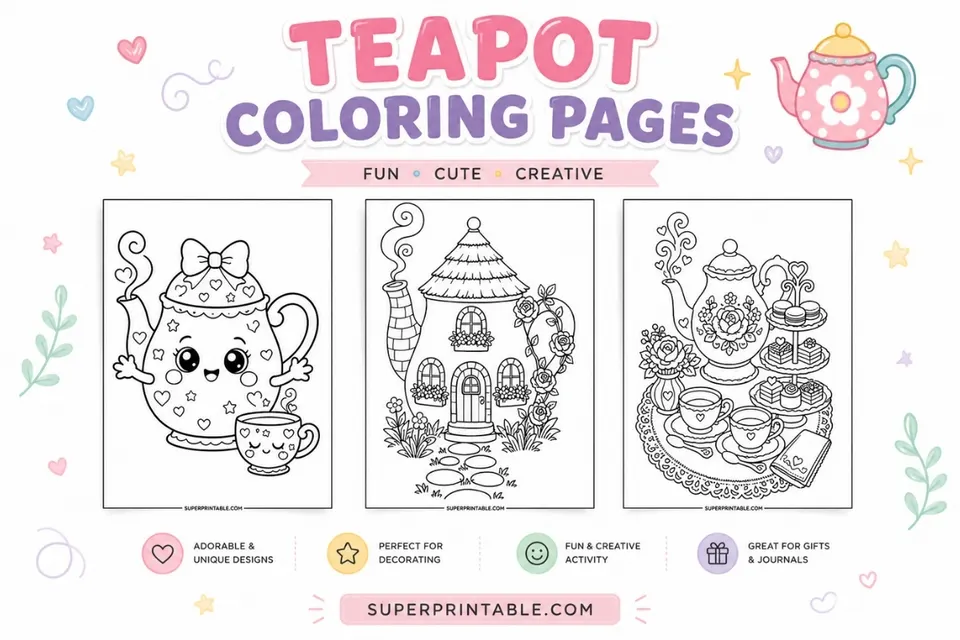12+ Teapot Coloring Pages