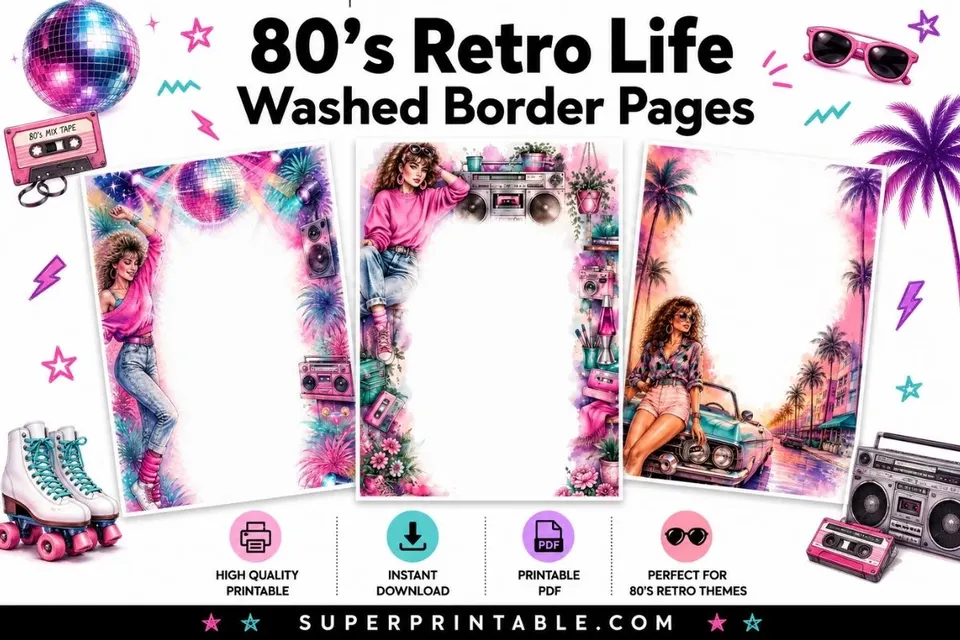 15+ 80's Retro Life Washed Border Pages Feature Image