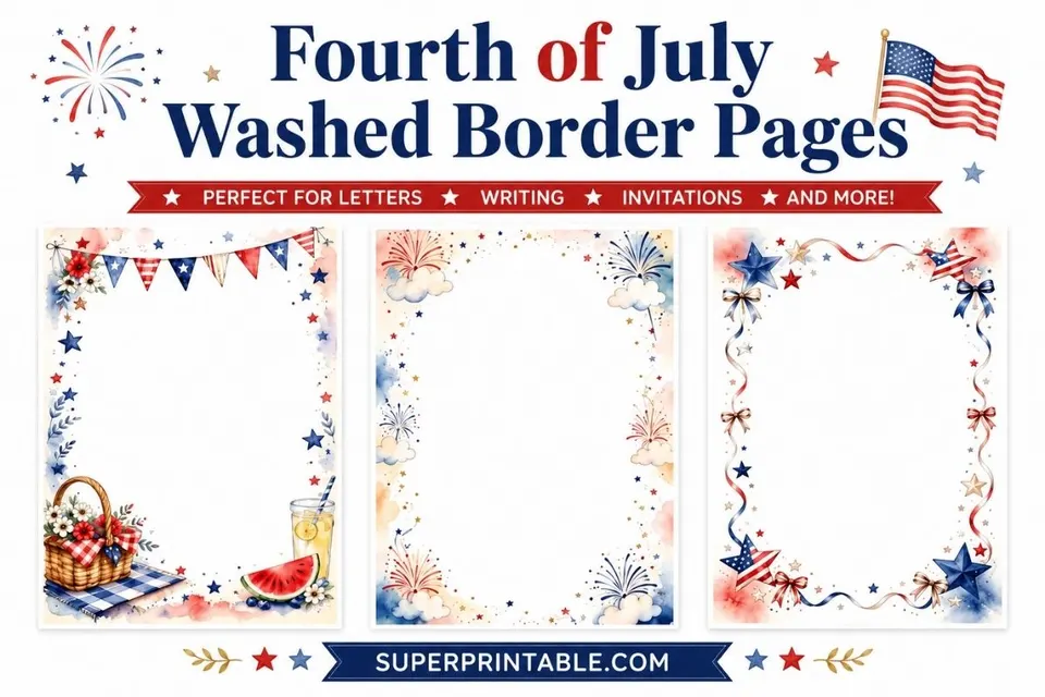 15+ Fourth of July Washed Border Pages Feature Image