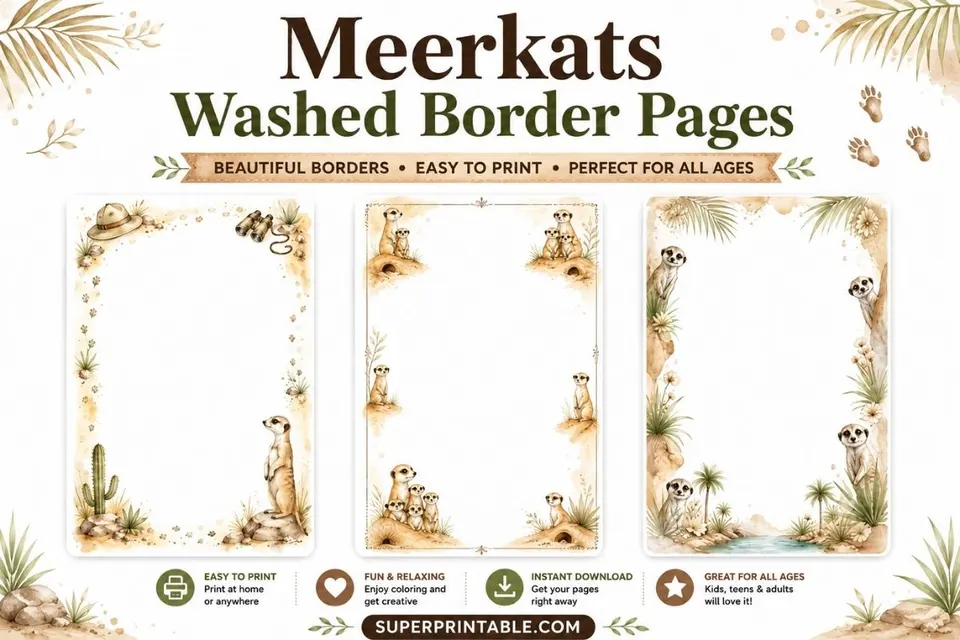 15+ Meerkats Washed Border Pages Feature Image