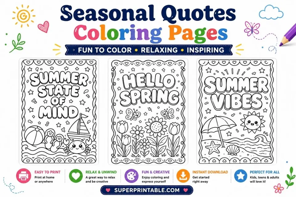 15+ Seasonal Quotes Coloring Pages Feature Image