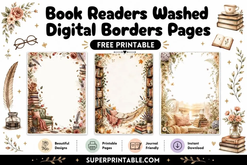 20+ Book Readers Washed Digital Borders Pages Feature Image