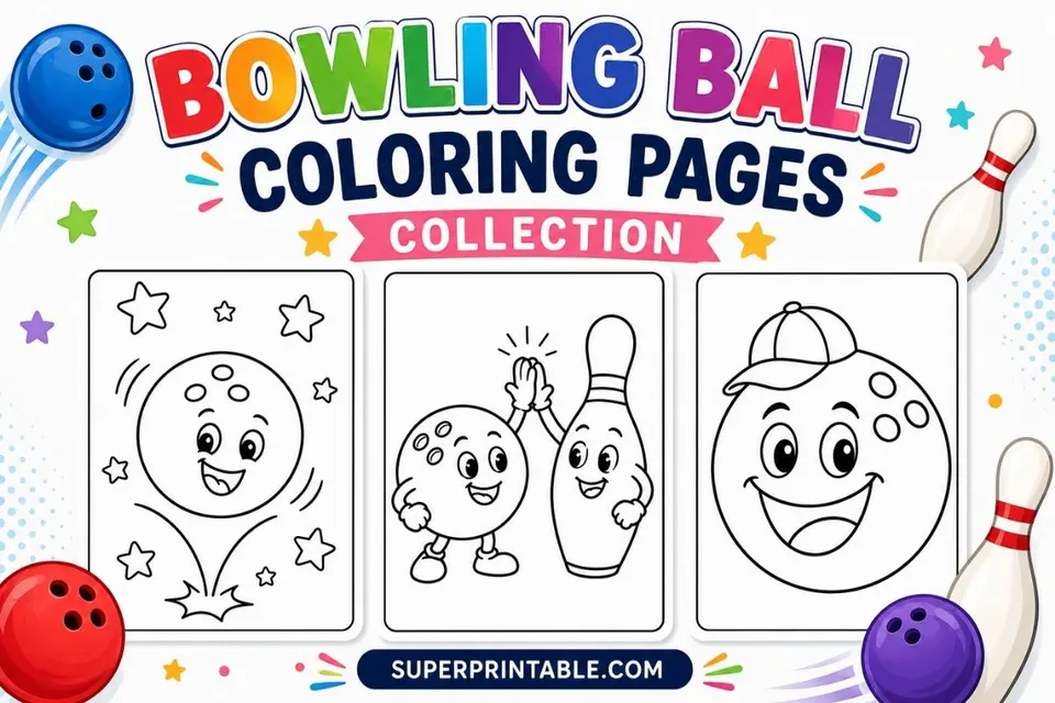 20 Bowling Ball Coloring Pages Feature Image