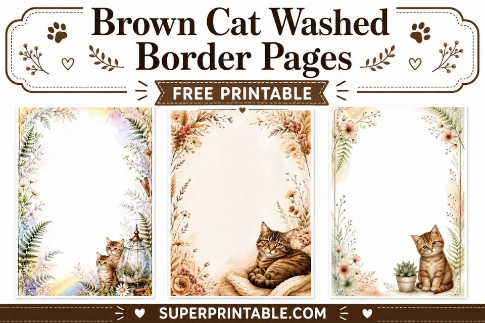 20+ Brown Cat Washed Border Pages Feature Image