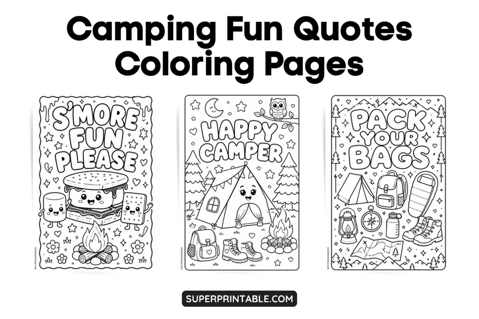 20 Camping Fun Quotes Coloring Pages Feature Image