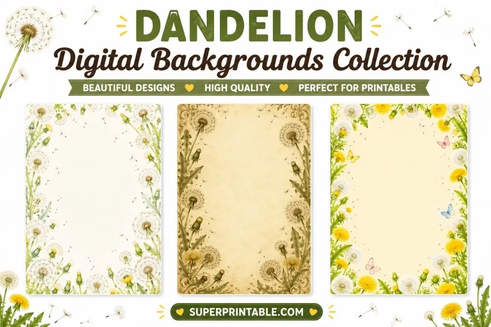 20 Dandellion Digital Backgrounds
