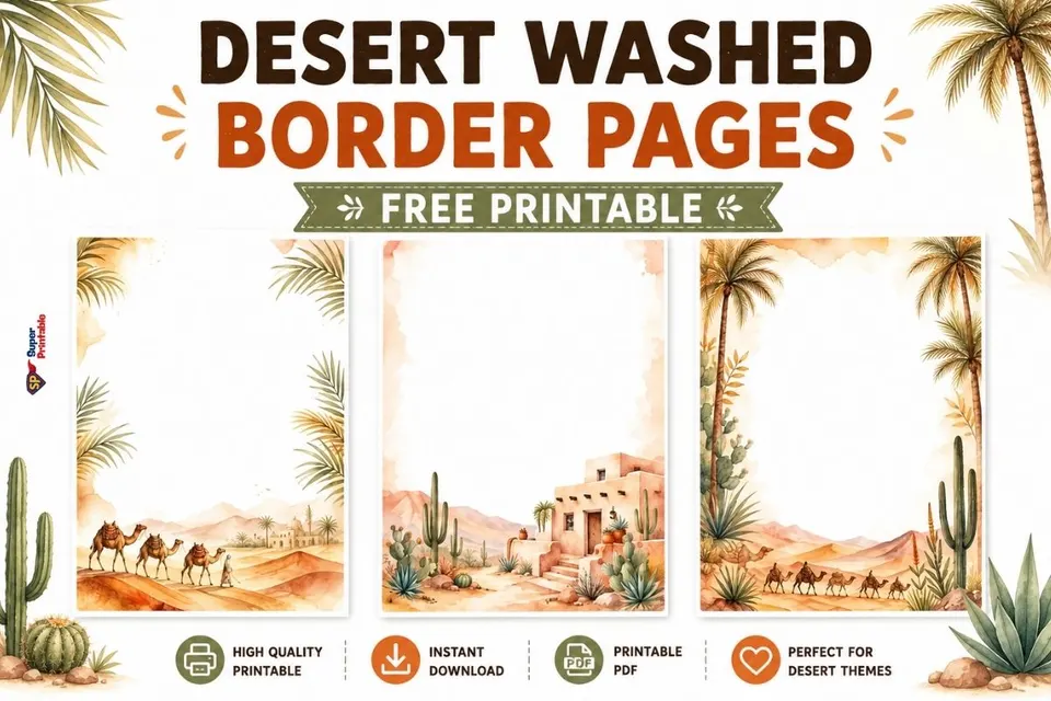 20 Desert Washed Border Pages Feature Image