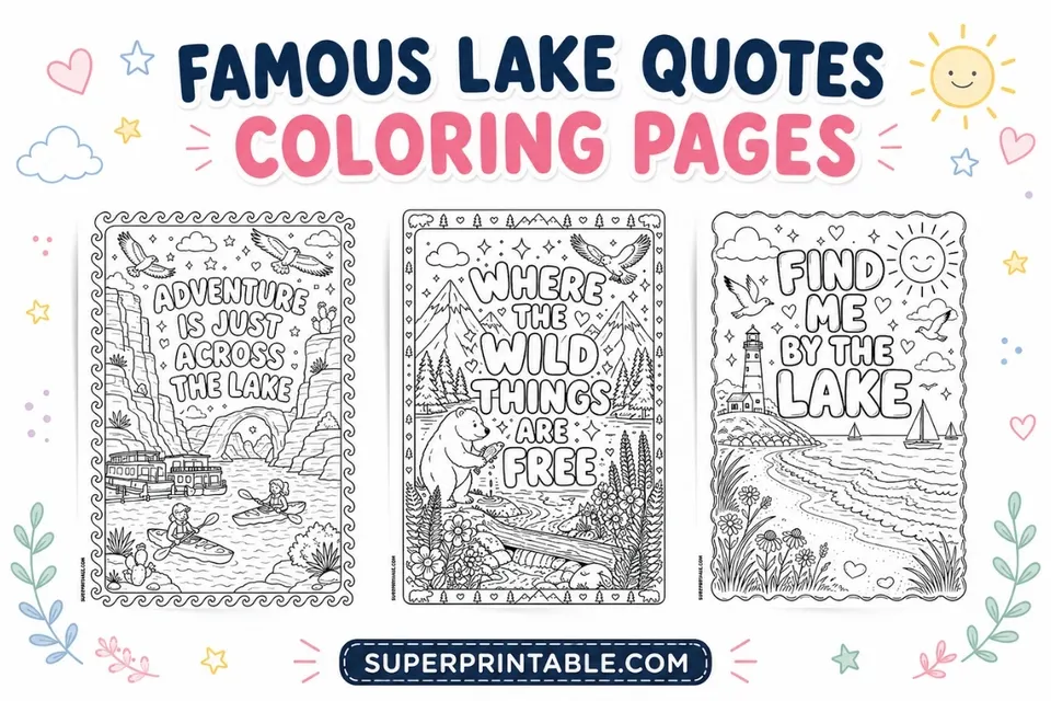 20 Famous Lake Quotes Coloring Pages Feature Image