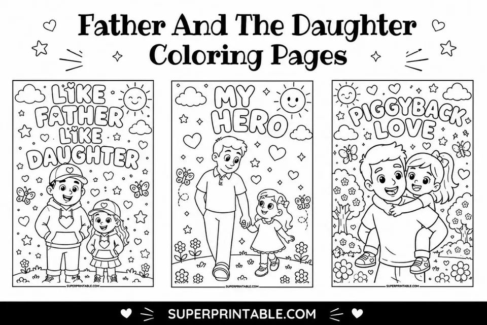 20 Father And The Daughter Coloring Pages Feature Image