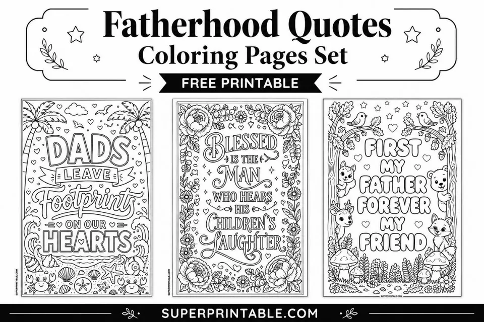 20 Fatherhood Quotes Coloring Pages Feature Image