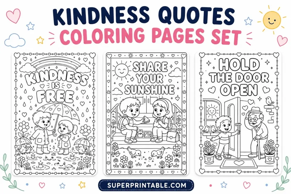 20 Kindness Quotes Coloring Pages Feature Image