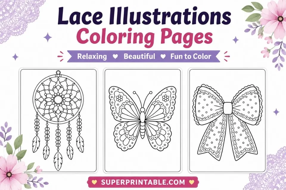 20+ Lace Illustrations Coloring Pages Feature Image