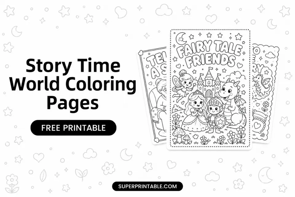 20 Story Time World Coloring Pages Feature Image