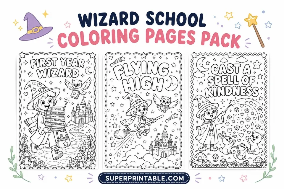 20 Wizard School Coloring Pages Feature Image