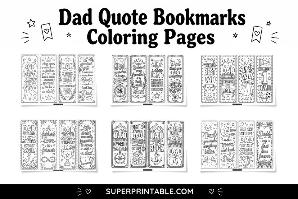 30+ Dad Quote Bookmarks Coloring Pages Feature Image