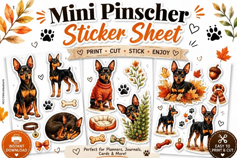 40+ Mini Pinscher Sticker Sheet 