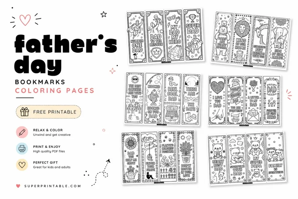 45+ Father's Day Bookmarks Coloring Pages Feature Image
