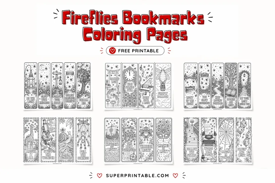 45+ Fireflies Bookmarks Coloring Pages Feature Image