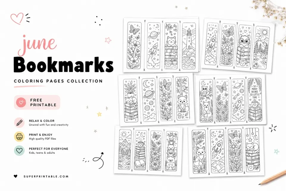 45+ June Bookmarks Coloring Pages Feature Image